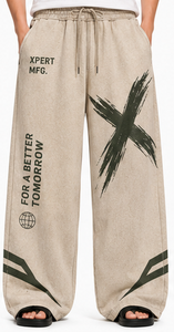 Pantalon de survêtement en molleton sur mesure, coupe ample, mélange coton-polyester, taille mi-haute, cordon de serrage peint, décontracté pour homme, écologique - Product Image 3