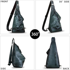 Sac bandoulière en cuir unisexe, design minimaliste, sangle détachable, fermeture éclair, cuir véritable, sangle d'épaule arquée - Product Image 5