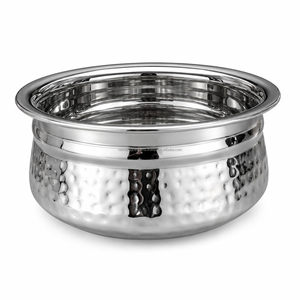 Seau de service en acier inoxydable martelé sur mesure OEM, bol Karahi Handi, ensemble de plats de service de table pour restaurant indien, vente en gros - Product Image 3