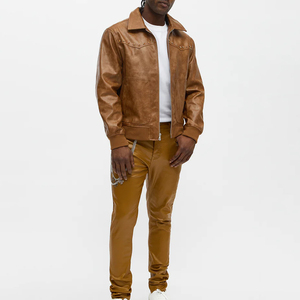 กางเกงหนังผู้ชายขายดี ดีไซน์ล่าสุด ขายส่ง รับออกแบบโลโก้ กางเกงหนังผู้ชาย วัสดุคุณภาพดี - Product Image 3