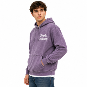 Sweat à capuche polaire pour homme, manches longues, style streetwear décontracté, 100% coton, coupe oversize, effet délavé, avec lettres imprimées sur le devant - Product Image 1