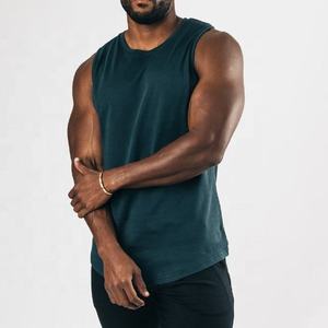 New Fashion <b>Men</b> Fitness Tank Tops Scoop Bottom Custom Sleeveless <b>Singlets</b> Knitted Breathable Polyester Cotton High Street Style - Product Image 2