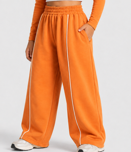 Pantalon de jogging décontracté surdimensionné pour fille, motif citrouille contrastant, en molleton respirant de qualité supérieure - Product Image 1