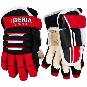 Gants de hockey sur glace IBERIA Premium rouge noir blanc |   Gants de joueur de hockey |   Vente en gros OEM personnalisée - Product Image 1