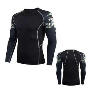 New Design Long Sleeve Rash Guard Black Sublimation Print Quick Dry <b>Compression</b> Sport Top Full Sleeve Polyester Spandex Adult - Product Image 1