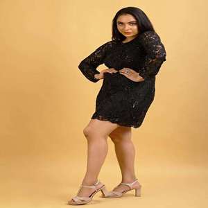 Exclusivo Vestido Corto Bordado para Mujer |   Vestido de fiesta con cuentas negras para alfombra roja |   Proveedor de Ropa de Boda en India, Exportación 2026, Nueva Colección - Product Image 2