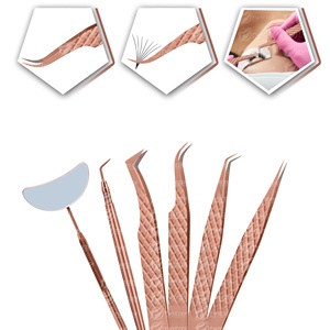 ชุดแหนบถอนขนตาหลากสีอุปกรณ์เสริมความงามชุดแหนบสำหรับขนตาทำจากสเตนเลสสตีลปรับแต่งโลโก้ได้ตามต้องการ - Product Image 2