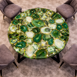 Mesa de Centro Redonda de Ágata Verde de Lujo, Piedra Semipreciosa Natural, Venta al por Mayor, Muebles para el Hogar - Product Image 2