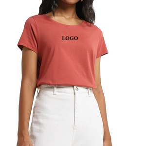 Camiseta Básica Lisa para Mujer, Algodón de Alta Calidad, Talla Grande, Casual, Personalizable con Bordado e Impresión, Ropa de Moda al por Mayor, Modelo 2026 - Product Image 1