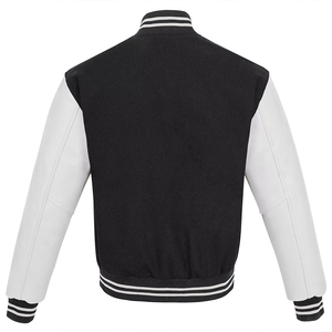 Chaqueta para Hombre, Estilo Universitario, Negra y Blanca, Chaqueta Clásica de Béisbol con Mangas en Contraste, Abrigo Informal Cálido y Cómodo - Product Image 1