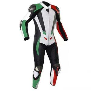 Traje de Motociclismo de Cuero de Manga Larga, Color Negro, Blanco y Amarillo, Transpirable, Protección Completa con Armadura CE, Impermeable - Product Image 2