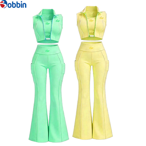 Customized Logo Women's Winter Active Wear Tracksuit Set Full Zip Jacket & Flared Pants 3-Piece Fleece Lining Eco-Friendly - Product Image 6