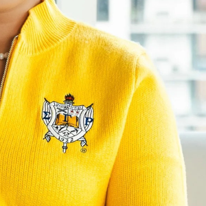 Women's Sigma Gamma Rho Classic Gold Knit <b>Cardigan</b> Custom Embroidered Zipper Front Winter <b>Thick</b> Sweater Elegant Sorority Apparel - Product Image 4
