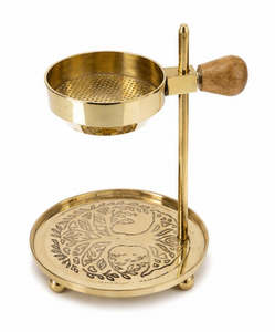 Handcrafted Eco-Friendly Durable Frankincense Resin Burner Brass Bakhoor Heater Walnut Wood Handle <b>Incense</b> <b>Holder</b> Decorative - Product Image 5