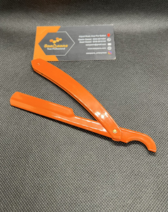 Saaqaans Orange Manual Straight <b>Razor</b> Single Blade Stainless Steel Handle Barber Shop Face Shaving Tool for <b>Men</b> - Product Image 5