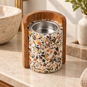 DECORYUG Brûleur en résine artisanal avec support en bois, design terrazzo, personnalisable, toutes saisons, vente en gros, OEM, ODM - Product Image 4