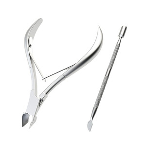 Coupe-cuticules avec repousse-cuticules, pince à cuticules, lames tranchantes en acier inoxydable argenté, outils de manucure - Product Image 1