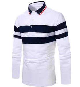 Polo en tricot rayé à manches longues pour homme, coupe décontractée, motif bleu marine, blanc et rouge, 2027 - Product Image 4