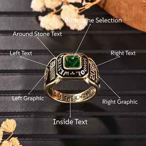 Anillo de Graduación Universitario Personalizado BOJ School Ring 046, Anillo de Colegio Secundario para Ella, con Piedra de Nacimiento, Plata 925, ¡Oferta! - Product Image 4