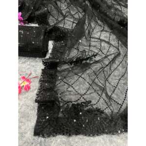 Designer Saree with Sequence Embroidery and Lace Border Premium <b>Sequin</b> Fabric - Product Image 6