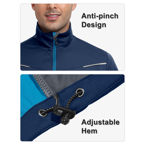 Blouson de baseball court pour adulte à col montant, ourlet ajustable, en tissu extensible, avec poche zippée - Product Image 5