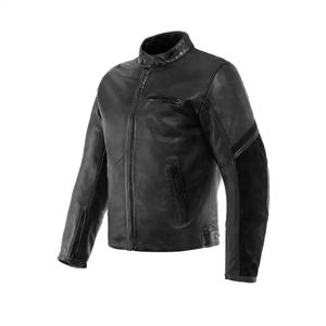 Blouson en cuir pour homme, style vintage, respirant, coupe-vent, fermeture éclair, écologique, automne, moto, cuir végétalien - Product Image 4