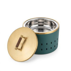 Nordic Style Matte Green <b>Buffet</b> Chafing Dish Decorative Brass Finish Food Warmer Elegant Event Catering <b>Server</b> for Weddings - Product Image 2