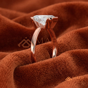 18K Rose Gold Plated Radiant Diamond Ring – Minimalist <b>Pink</b> Gold Vertical Solitaire Romantic Rose Gold Half-Bezel Radiant Ring - Product Image 2