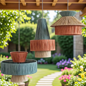 Ensemble de lampes suspendues en rotin de qualité supérieure, lustre en osier naturel pour villa de luxe, salle à manger, salon, décoration - Product Image 4