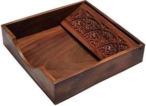 Caja de pañuelos de madera de lujo con diseño Meenakari y barra de presión metálica |   Porta Servilletas Decorativo Étnico para Decoración del Hogar, Bodas y Hoteles - Product Image 4