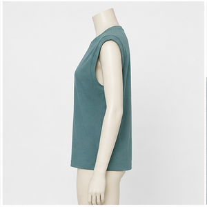 Women's Minimalist Cap Sleeve Cotton Crew Neck <b>Top</b> - Product Image 2