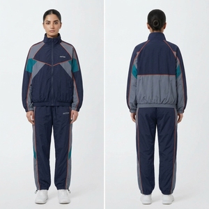 Men's Color Block Windbreaker Tracksuit - Windbreaker <b>Jacket</b> & Pants Set for Gym, Factory Direct - Product Image 3