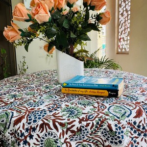 Indian Floral Block Print Premium Quality Handmade Cotton <b>Tablecloth</b> <b>Square</b> Covers Runner Modern Party 2026 - Product Image 2