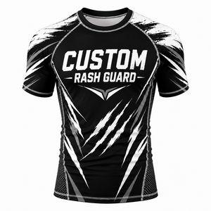 Maillot de compression à manches courtes pour BJJ, MMA, Jiu Jitsu, grappling, entraînement fitness, vêtements de sport personnalisés numériques - Product Image 1