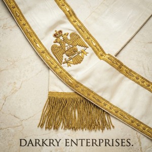 Écharpe maçonnique de qualité supérieure, brodée à la main avec fil d'argent, en velours, ornée de fils de bullion, pour regalia et usage fraternel de loge, service personnalisé - Product Image 2