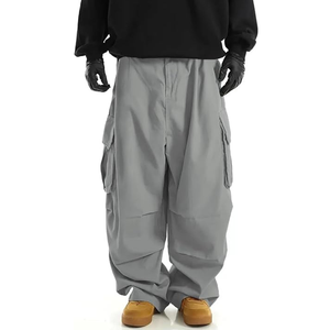 Pantalon de jogging rouge pour homme, taille élastique, cordon de serrage, poches cargo, coupe décontractée, léger, respirant, en coton, automne - Product Image 1