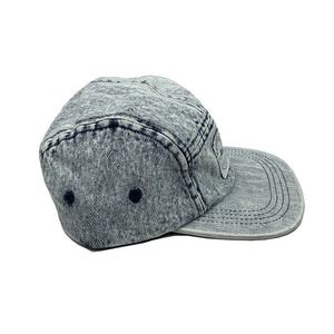 Classical Blue Acid Wash Denim 5 Panel Snap <b>Back</b> Cap and Hat With Custom Logo <b>Patch</b> for Kids - Product Image 4