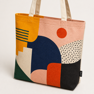 Promoción HINDVANTA GLOBAL: Bolsa de Mano de Lona con Estampado Geométrico, Cierre de Cordón/Hombro, Gran Capacidad, Bolsa de Compras - Product Image 6