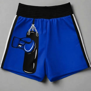Shorts de boxe en tissu polyester, design personnalisé, impression, broderie du logo, respirant, entraînement athlétique, taille personnalisée - Product Image 1