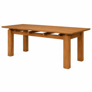 Table à manger moderne en teck massif avec base à pont apparente, design artisanal pour villa et hôtel, écologique et résistante à l'eau - Product Image 3