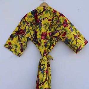 Bata Kimono de Algodón Suave y Transpirable para Mujer con Estampado Digital de Dibujos Animados Naaz Textile, Camisón de Verano Hecho a Mano ODM con Cuello en V Elástico - Product Image 3