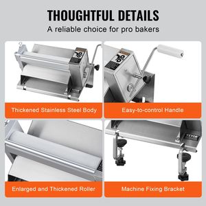 Manual <b>Dough</b> Sheeter <b>Machine</b> with Removable Handle Panel Easy Cleaning Fondant <b>Roller</b> for Puff Pastry Max 1/ - Product Image 6
