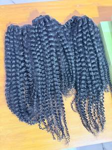 Extensions de cheveux naturels noirs vierges, bouclés style bébé, double trame, cheveux Remy vietnamiens, sans colle, densité 100% - Product Image 3