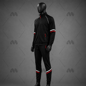 Survêtement sportif d'hiver pour hommes grandes tailles en coton et polyester avec fermeture éclair sur le devant, logo uni, vêtements de sport décontractés, service OEM - Product Image 5
