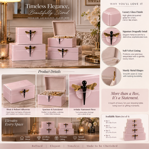 Luxury Peach Mirror <b>Glass</b> Decorative Storage Box Set Dragonfly <b>Knob</b> Premium Jewelry Vanity Organizer Boxes Home Decor Lacquered - Product Image 6
