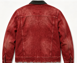 Veste pour homme à imprimé floral rouge avec détails en strass, col rabattu, fermeture éclair, style streetwear, vêtements d'automne - Product Image 3