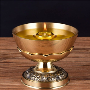Brass Glass Cylindrical Akhand Jyoti Diya <b>Stand</b> with Star Cutout Lid for Home Temple, available at wholesale prices. - Product Image 3