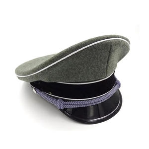 <b>Top</b> Quality WWII German Heer Visor Hat/Cap Custom WholesaleMen's German Elite Infantry Officers Wool Visor Cap Hat Field <b>Black</b> - Product Image 1