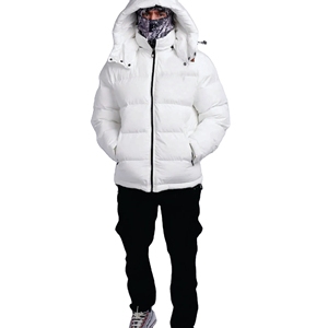 <b>Men's</b> <b>White</b> Puffer <b>Jacket</b> Lightweight Waterproof Breathable Eco-Friendly Windproof Casual Winter Coat Zipper Closure Regular Fit - Product Image 5