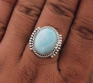 Anillo de Plata Larimar, Anillo de Plata de Ley 925, Plata de Ley 925 Sólida - Product Image 3